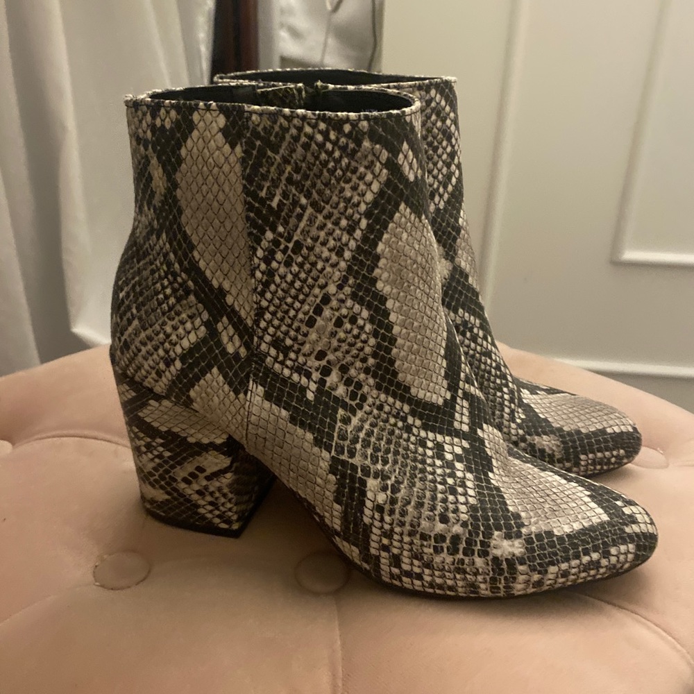 Snake print mini boots